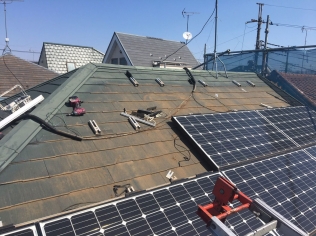 太陽光解体　屋根葺替工事