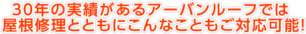 20年の実績があるアーバンルーフでは 
屋根修理とともにこんなこともご対応可能！