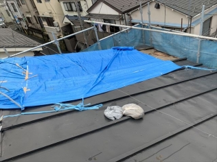台風被害による屋根葺き替え
