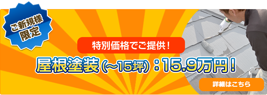 屋根塗装（～15坪）：15.9万円！